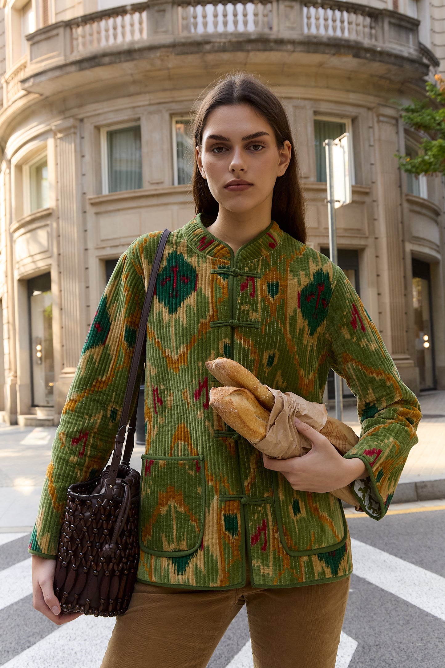 CHAQUETA TERCIOPELO IKAT VERDE