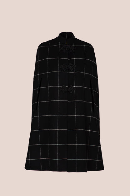 BLACK PLAID CAPE