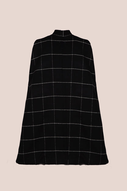 BLACK PLAID CAPE