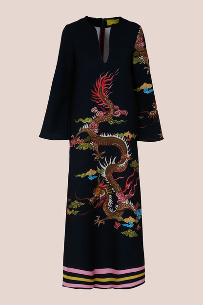 Dragon navy blue midi tunic dress