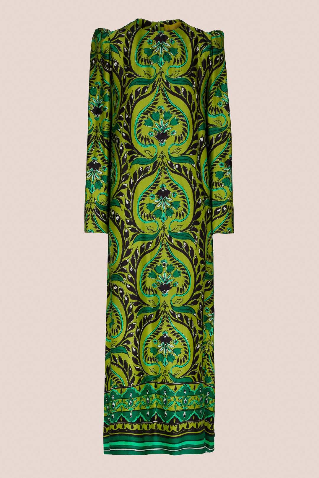 GREEN PAISLEY EVASE DRESS