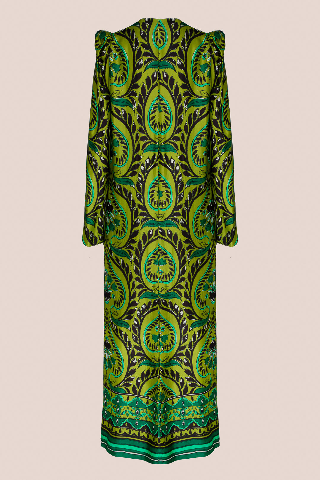 GREEN PAISLEY EVASE DRESS